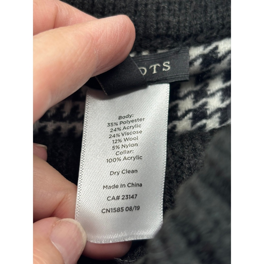 NWT Talbots Poncho Women ML Black White Glen Plaid Fringe Turtleneck Wool Blend - Picture 8 of 12